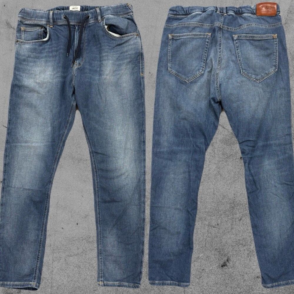 Pepe Jeans London Gym Indigo Jogger Mens 32x29 Blue Elastic Waist Tapered
